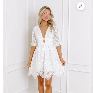 Impressions White Lace Mini Dress